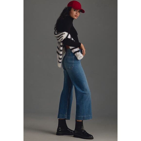 Maeve The Colette Crop High-Rise Wide-Leg Jeans Size 27 Blue - Picture 4 of 14